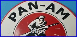 Vintage Pan-am Gasoline Porcelain Soldier Gas Auto Oil Service Station Pump Sign