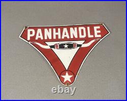 Vintage Panhandle 18 Porcelain Sign Car Gas Oil Truck