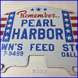 Vintage Pearl Harbor License Plate Topper Feed Sign Ad on Automobile Topper