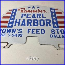 Vintage Pearl Harbor License Plate Topper Feed Sign Ad on Automobile Topper
