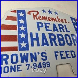 Vintage Pearl Harbor License Plate Topper Feed Sign Ad on Automobile Topper