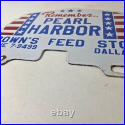 Vintage Pearl Harbor License Plate Topper Feed Sign Ad on Automobile Topper