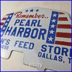 Vintage Pearl Harbor License Plate Topper Feed Sign Ad on Automobile Topper