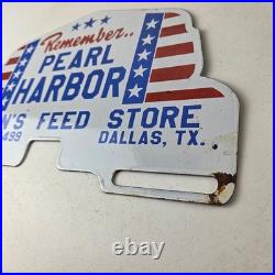 Vintage Pearl Harbor License Plate Topper Feed Sign Ad on Automobile Topper