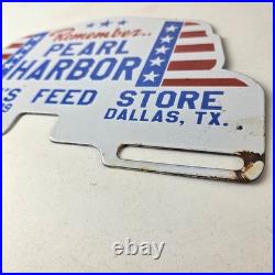 Vintage Pearl Harbor License Plate Topper Feed Sign Ad on Automobile Topper