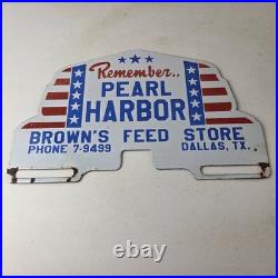 Vintage Pearl Harbor License Plate Topper Feed Sign Ad on Automobile Topper