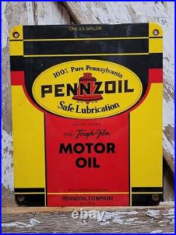 Vintage Pennzoil Porcelain Sign Car Truck Motor Oil Auto Service Station 12