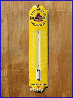 Vintage Pennzoil Thermometer Porcelain Sign Motor Oil Gas Station Automobile