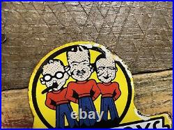 Vintage Pep Boys Porcelain Sign Automobile Parts Store Garage Topper Gas & Oil