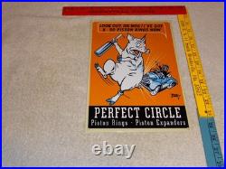 Vintage Perfect Circle Piston Rings & Expanders Pig +car 12 Metal Gasoline Sign
