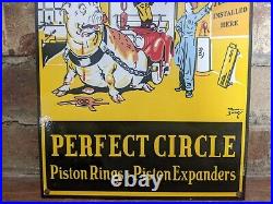 Vintage Perfect Circle Piston Rings Porcelain Enamel Auto Parts Sign 12 X 8