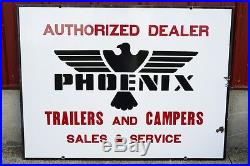 Vintage Phoenix car travel Trailer Camper Porcelain dealership sign airstream