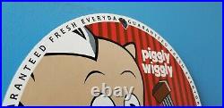 Vintage Piggly Wiggly Porcelain Gas Auto Stop General Store Service Market Sign