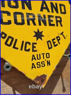 Vintage Police Dept Porcelain Sign Old California Auto Association No Parking 9