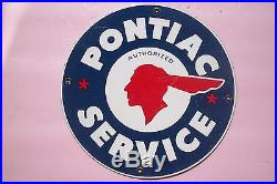 Vintage Pontiac Authorized Service Porcelain Sign 11 3/4