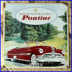 Vintage Pontiac Automobiles Dealer 12 Inch Porcelain Enamel Sign