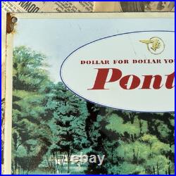 Vintage Pontiac Automobiles Dealer 12 Inch Porcelain Enamel Sign