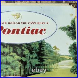 Vintage Pontiac Automobiles Dealer 12 Inch Porcelain Enamel Sign