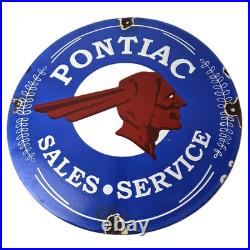 Vintage Pontiac Automobiles Sign Automobilia Man Cave Porcelain Gas Pump Sign