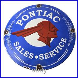 Vintage Pontiac Automobiles Sign Automobilia Man Cave Porcelain Gas Pump Sign