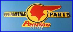 Vintage Pontiac Automobiles Sign Automobilia Man Cave Porcelain Gas Pump Sign