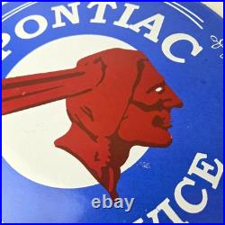 Vintage Pontiac Automobiles Sign Automobilia Man Cave Porcelain Gas Pump Sign