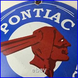 Vintage Pontiac Automobiles Sign Automobilia Man Cave Porcelain Gas Pump Sign