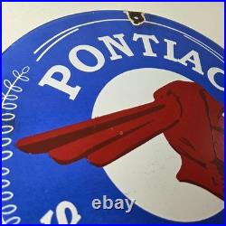 Vintage Pontiac Automobiles Sign Automobilia Man Cave Porcelain Gas Pump Sign