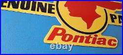 Vintage Pontiac Automobiles Sign Automobilia Man Cave Porcelain Gas Pump Sign