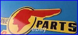 Vintage Pontiac Automobiles Sign Automobilia Man Cave Porcelain Gas Pump Sign