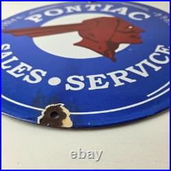 Vintage Pontiac Automobiles Sign Automobilia Man Cave Porcelain Gas Pump Sign