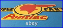 Vintage Pontiac Automobiles Sign Automobilia Man Cave Porcelain Gas Pump Sign