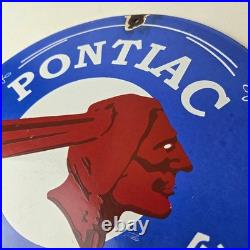 Vintage Pontiac Automobiles Sign Automobilia Man Cave Porcelain Gas Pump Sign