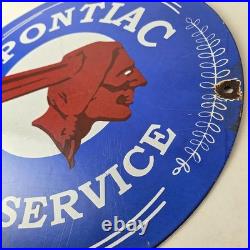 Vintage Pontiac Automobiles Sign Automobilia Man Cave Porcelain Gas Pump Sign