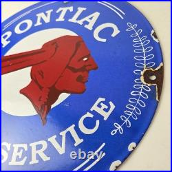 Vintage Pontiac Automobiles Sign Automobilia Man Cave Porcelain Gas Pump Sign