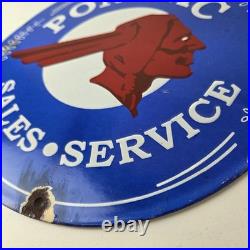 Vintage Pontiac Automobiles Sign Automobilia Man Cave Porcelain Gas Pump Sign