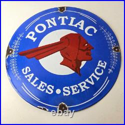 Vintage Pontiac Automobiles Sign Automobilia Man Cave Porcelain Gas Pump Sign