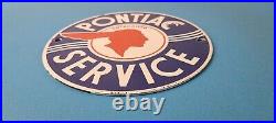 Vintage Pontiac Automobiles Sign Automobilia Porcelain Gas Pump Sign