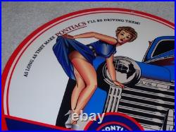 Vintage Pontiac Full Service Garage Woman Car+ Truck 12 Metal Gasoline Oil Sign