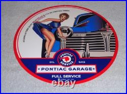 Vintage Pontiac Full Service Garage Woman Car+ Truck 12 Metal Gasoline Oil Sign