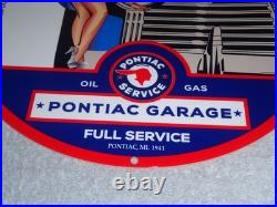 Vintage Pontiac Full Service Garage Woman Car+ Truck 12 Metal Gasoline Oil Sign