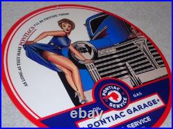 Vintage Pontiac Full Service Garage Woman Car+ Truck 12 Metal Gasoline Oil Sign