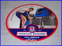 Vintage Pontiac Full Service Garage Woman Car+ Truck 12 Metal Gasoline Oil Sign