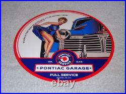 Vintage Pontiac Full Service Garage Woman Car+ Truck 12 Metal Gasoline Oil Sign