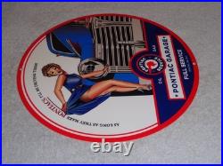 Vintage Pontiac Full Service Garage Woman Car+ Truck 12 Metal Gasoline Oil Sign