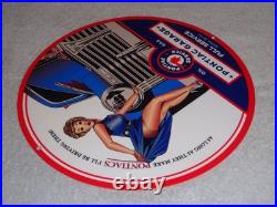 Vintage Pontiac Full Service Garage Woman Car+ Truck 12 Metal Gasoline Oil Sign