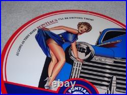 Vintage Pontiac Full Service Garage Woman Car+ Truck 12 Metal Gasoline Oil Sign