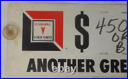 Vintage Pontiac Goodwill Used Car Dealer Sign Original Gm