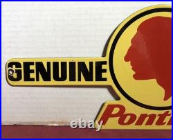 Vintage Pontiac Parts Dealer 18 Porcelain Auto Indian Dealership Sign