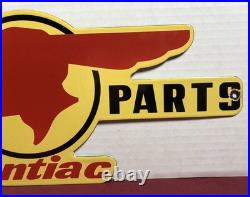 Vintage Pontiac Parts Dealer 18 Porcelain Auto Indian Dealership Sign